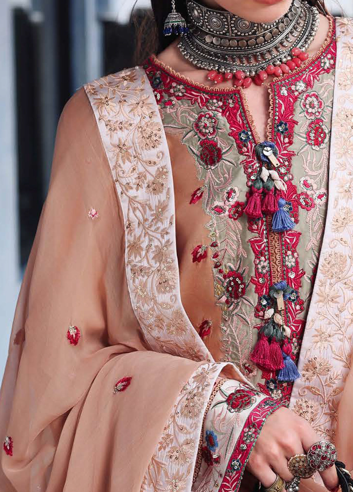 Hemline Nuvera By Mushq Embroidered Raw Silk 3 Piece Unstitched Suit MQ26HN D-209 BELLADONA ROYALE Hemline Nuvera By Mushq Embroidered Raw Silk 3 Piece Unstitched Suit MQ26HN D-209 BELLADONA ROYALE