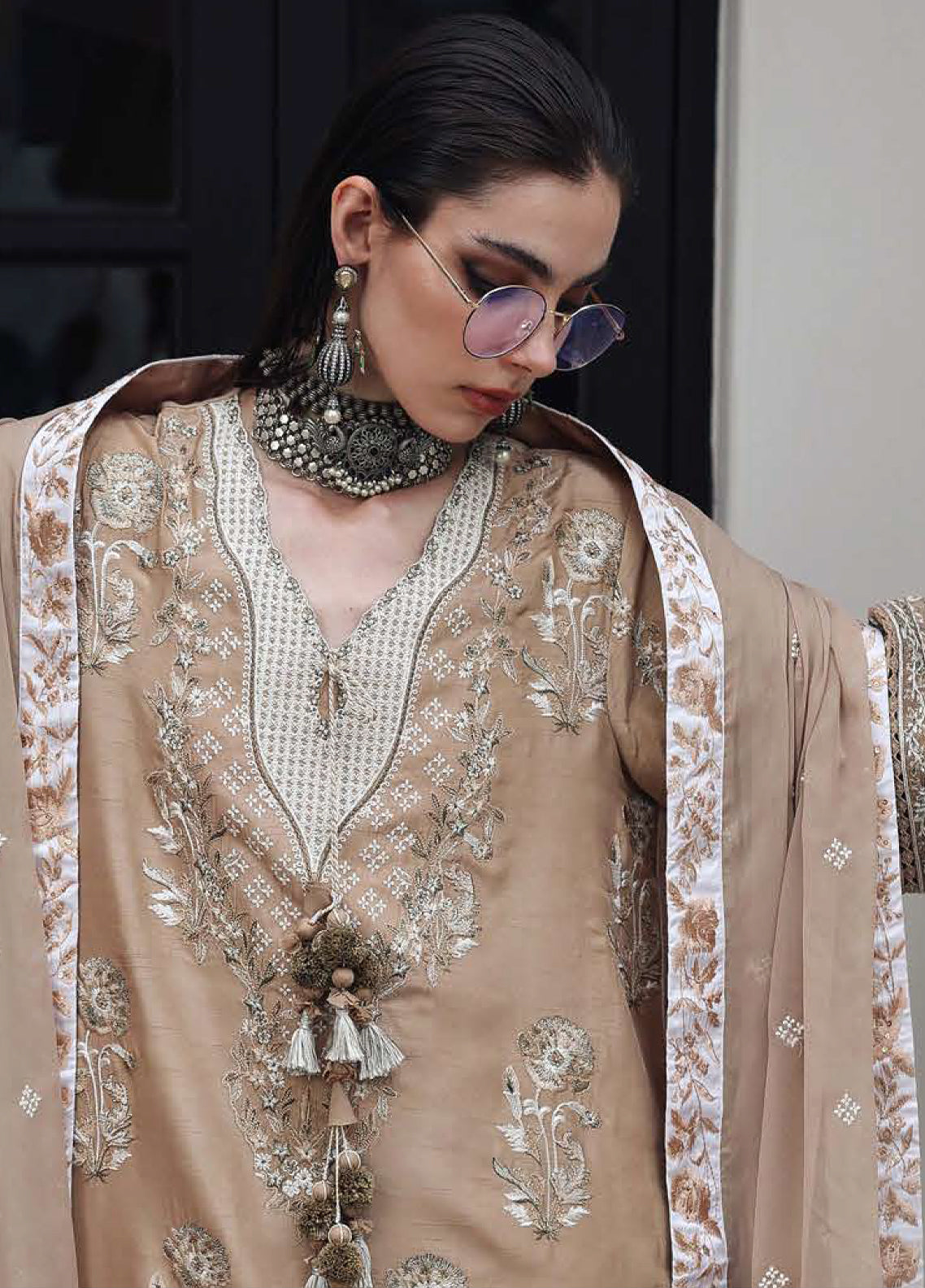 Hemline Nuvera By Mushq Embroidered Raw Silk 3 Piece Unstitched Suit MQ26HN D-210 QUEENS PROMISE Hemline Nuvera By Mushq Embroidered Raw Silk 3 Piece Unstitched Suit MQ26HN D-210 QUEENS PROMISE
