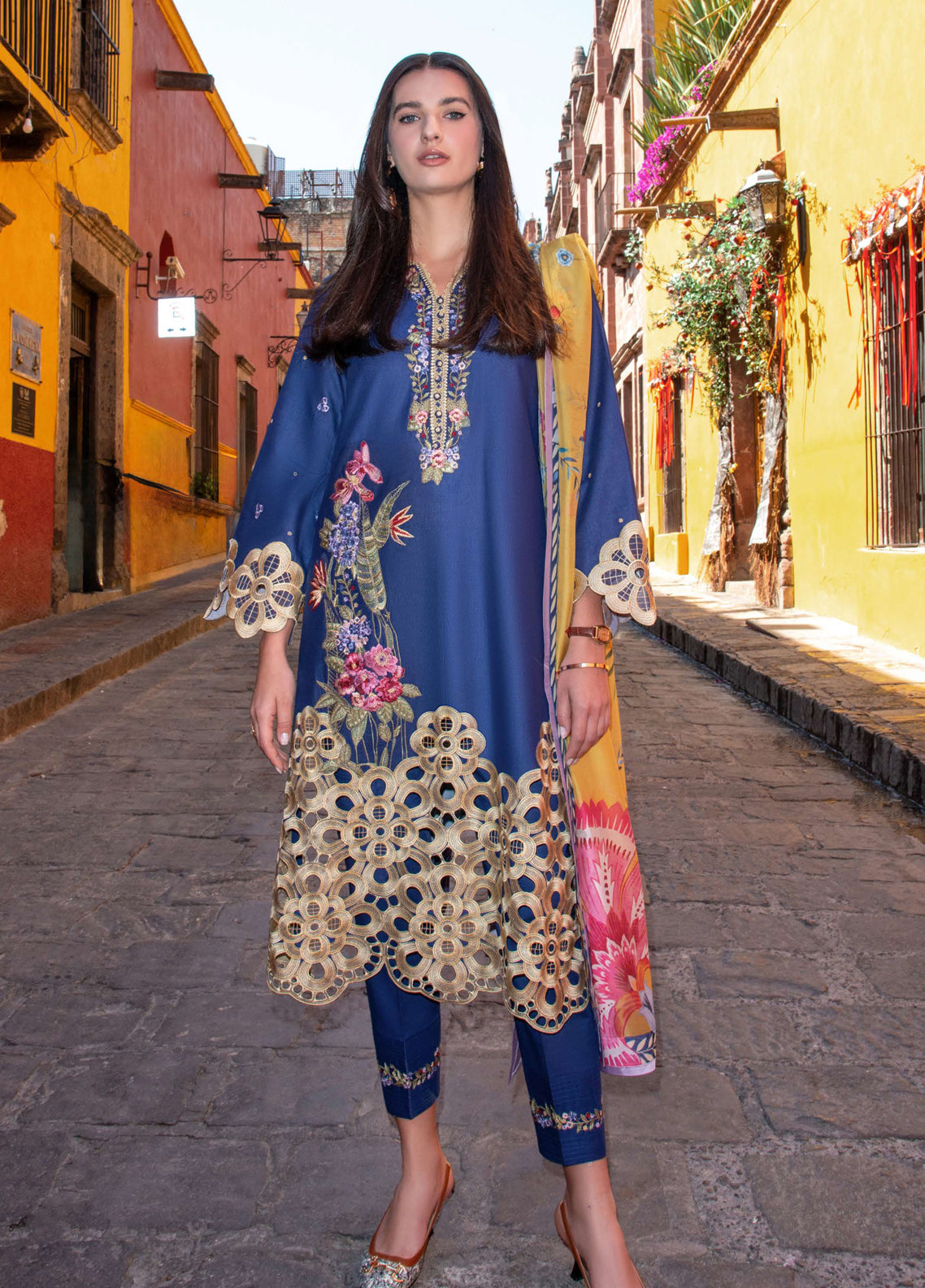 Hemline Odyssey By Mushq Embroidered Lawn 3 Piece Unstitched Suit MQ26HOL D-02 INES Hemline Odyssey By Mushq Embroidered Lawn 3 Piece Unstitched Suit MQ26HOL D-02 INES