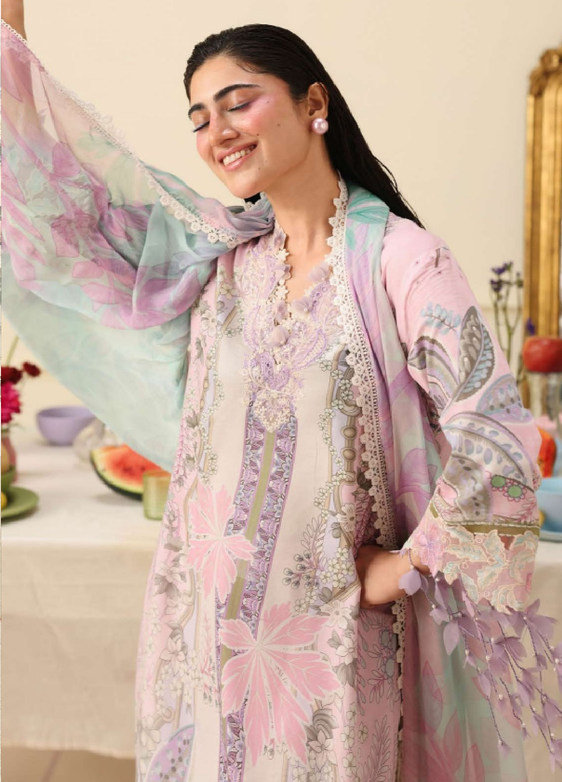 Hemline Soleil By Mushq Embroidered Lawn 3 Piece Unstitched Suit MQ26HSP D-302 SERENA BLOOM Hemline Soleil By Mushq Embroidered Lawn 3 Piece Unstitched Suit MQ26HSP D-302 SERENA BLOOM