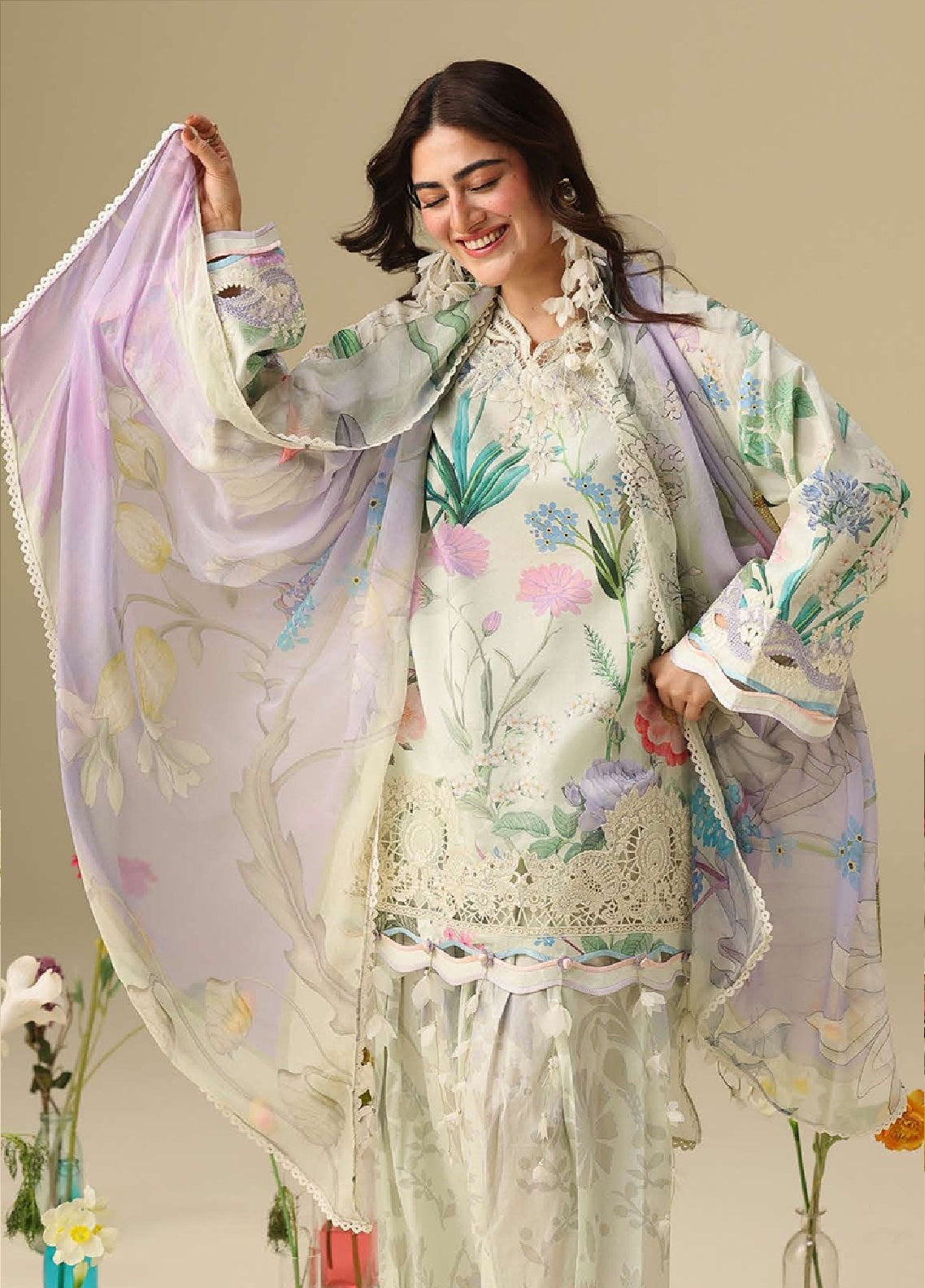 Hemline Soleil By Mushq Embroidered Lawn 3 Piece Unstitched Suit MQ26HSP D-306 VANILLA LUSH Hemline Soleil By Mushq Embroidered Lawn 3 Piece Unstitched Suit MQ26HSP D-306 VANILLA LUSH