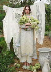 Hemline The Secret Garden By Mushq Embroidered Lawn 3 Piece Unstitched Suit MQ26HLTSGV3 D-11 IVORY BOTANICA