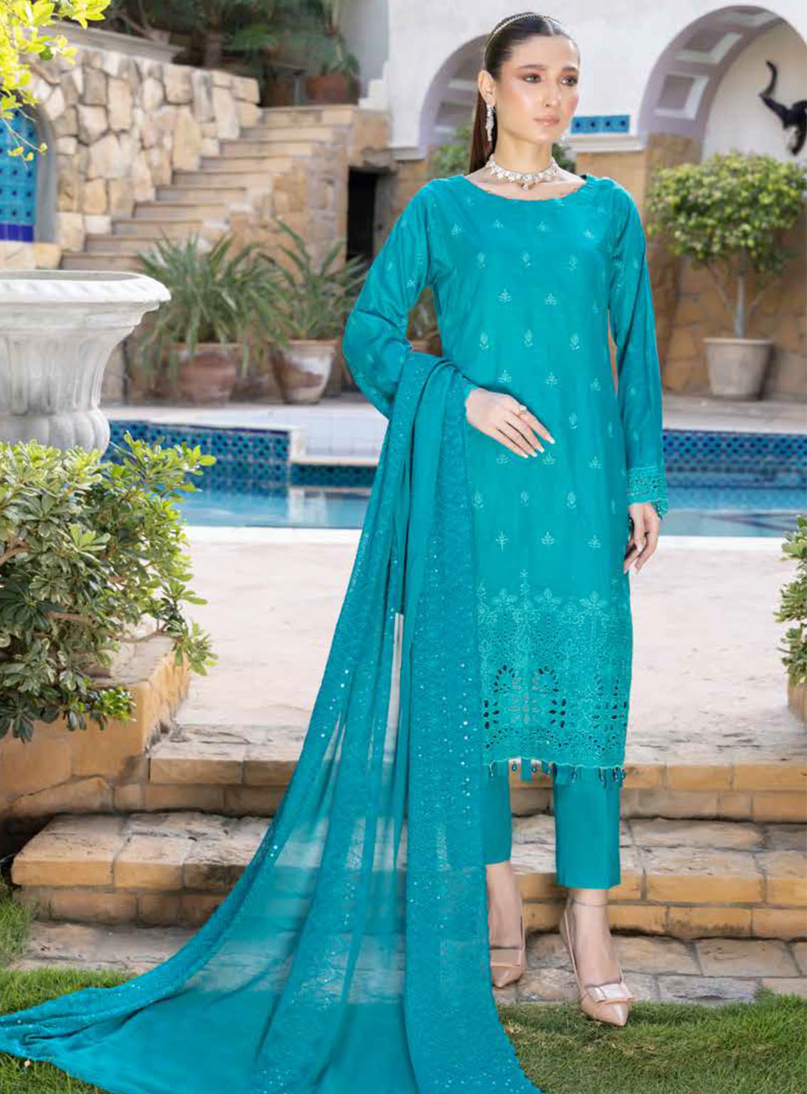 Heritage By Schick Embroidered Lawn Suits Unstitched 3 Piece - SDH24HRL 03 Heritage By Schick Embroidered Lawn Suits Unstitched 3 Piece - SDH24HRL 03