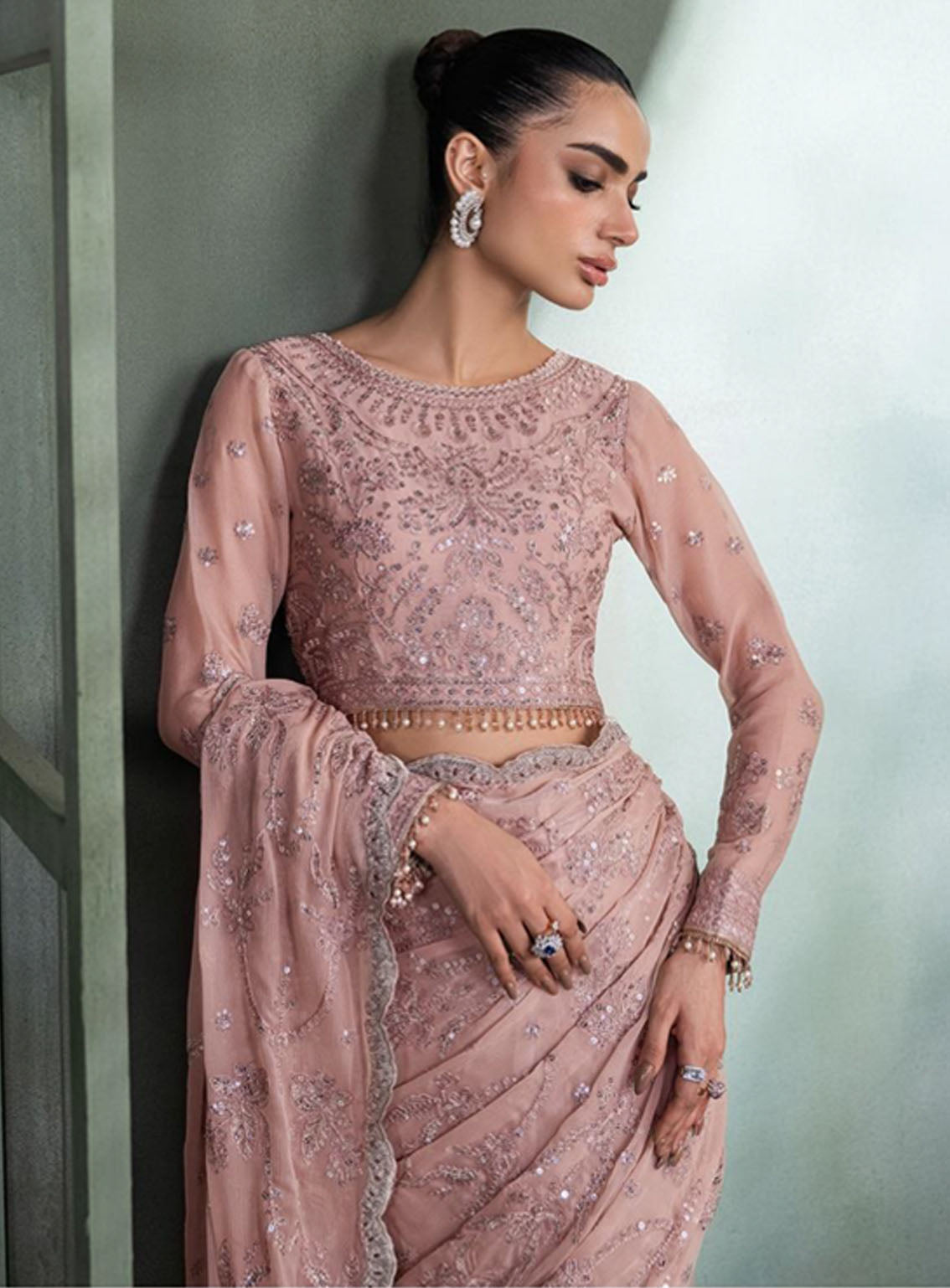 Heritage By Zarif Embroidered Chiffon Suits Unstitched 3 Piece - ZF24HF ZHF-07 ELMIRA Heritage By Zarif Embroidered Chiffon Suits Unstitched 3 Piece - ZF24HF ZHF-07 ELMIRA