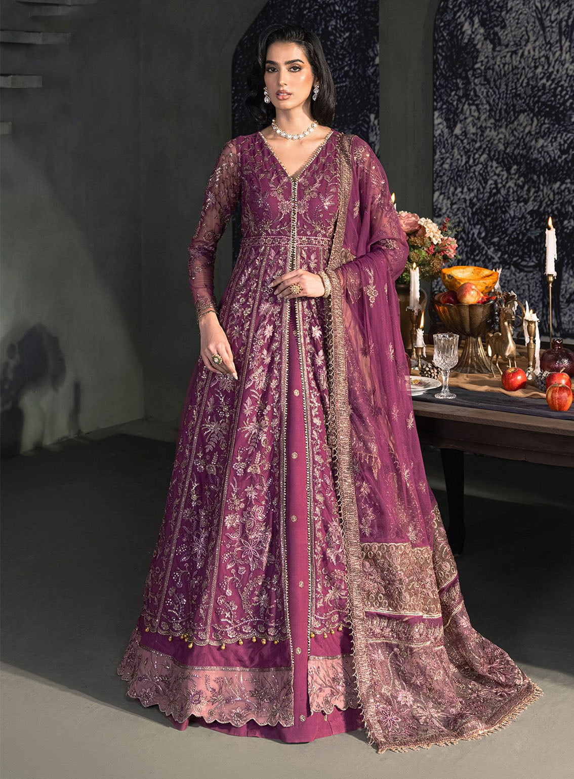 Heritage By Zarif Embroidered Net Suits Unstitched 3 Piece - ZF24HF ZHF-02 TIFFANY Heritage By Zarif Embroidered Net Suits Unstitched 3 Piece - ZF24HF ZHF-02 TIFFANY