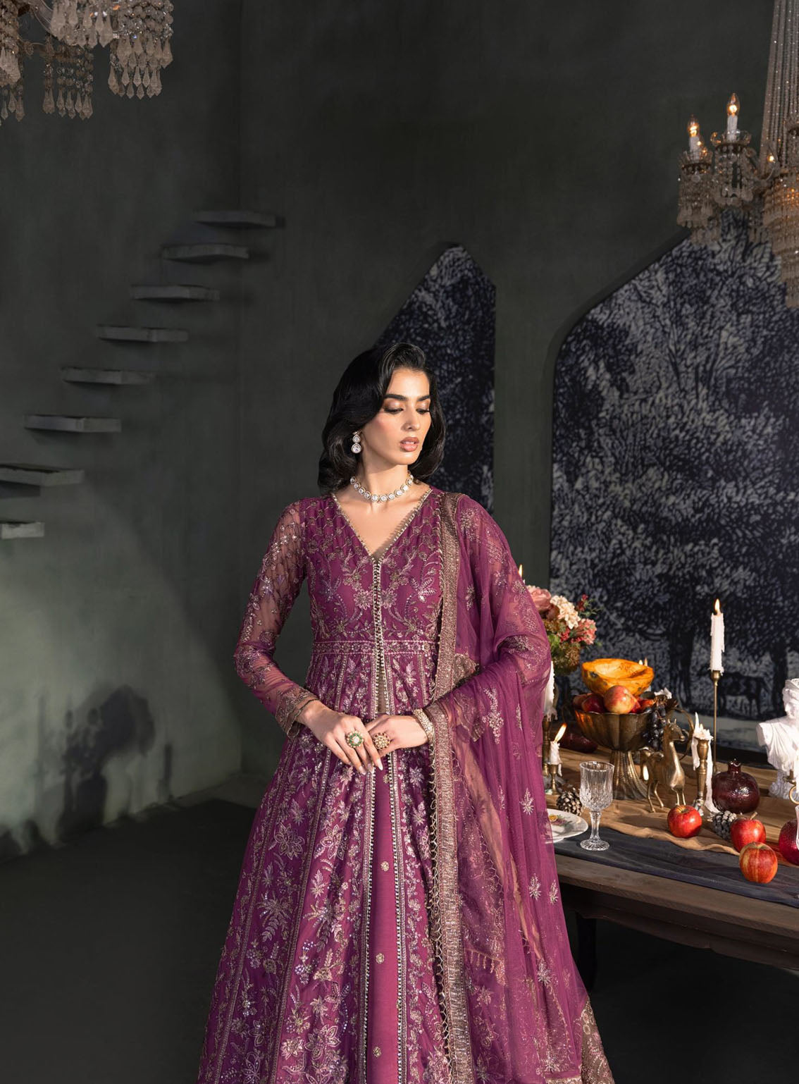 Heritage By Zarif Embroidered Net Suits Unstitched 3 Piece - ZF24HF ZHF-02 TIFFANY Heritage By Zarif Embroidered Net Suits Unstitched 3 Piece - ZF24HF ZHF-02 TIFFANY