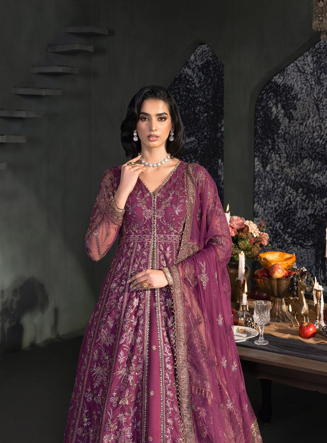 Heritage By Zarif Embroidered Net Suits Unstitched 3 Piece - ZF24HF ZHF-02 TIFFANY Heritage By Zarif Embroidered Net Suits Unstitched 3 Piece - ZF24HF ZHF-02 TIFFANY