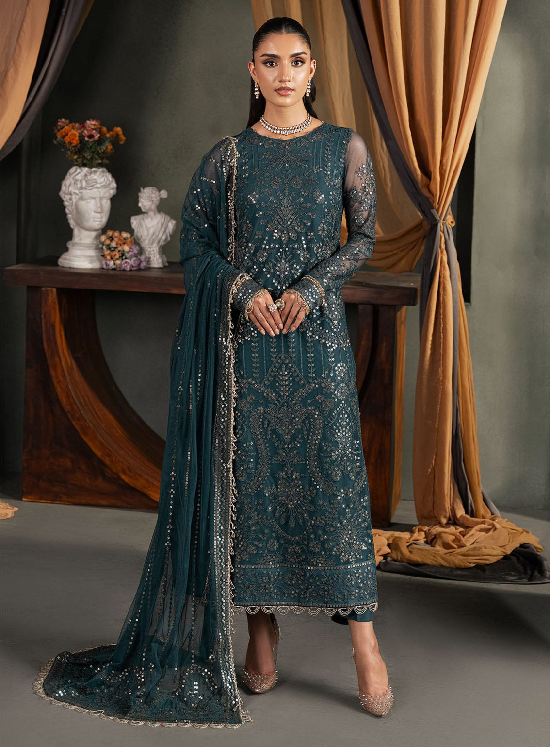 Heritage By Zarif Embroidered Net Suits Unstitched 3 Piece - ZF24HF ZHF-04 ARHA Heritage By Zarif Embroidered Net Suits Unstitched 3 Piece - ZF24HF ZHF-04 ARHA