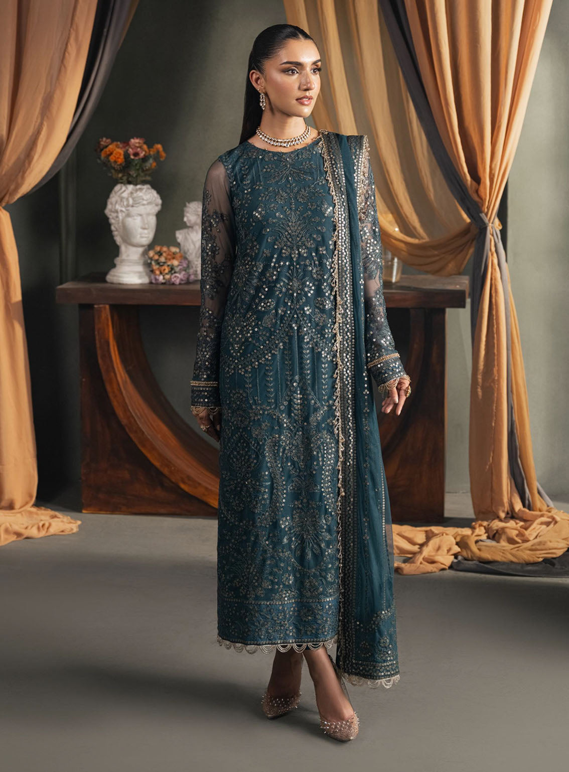 Heritage By Zarif Embroidered Net Suits Unstitched 3 Piece - ZF24HF ZHF-04 ARHA Heritage By Zarif Embroidered Net Suits Unstitched 3 Piece - ZF24HF ZHF-04 ARHA