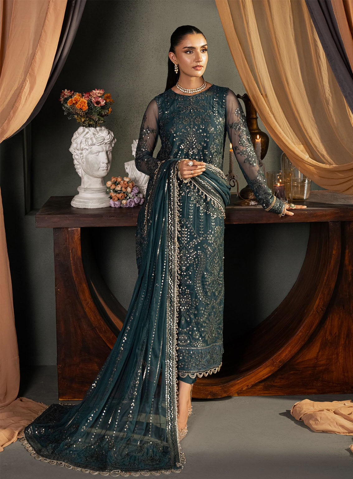 Heritage By Zarif Embroidered Net Suits Unstitched 3 Piece - ZF24HF ZHF-04 ARHA Heritage By Zarif Embroidered Net Suits Unstitched 3 Piece - ZF24HF ZHF-04 ARHA