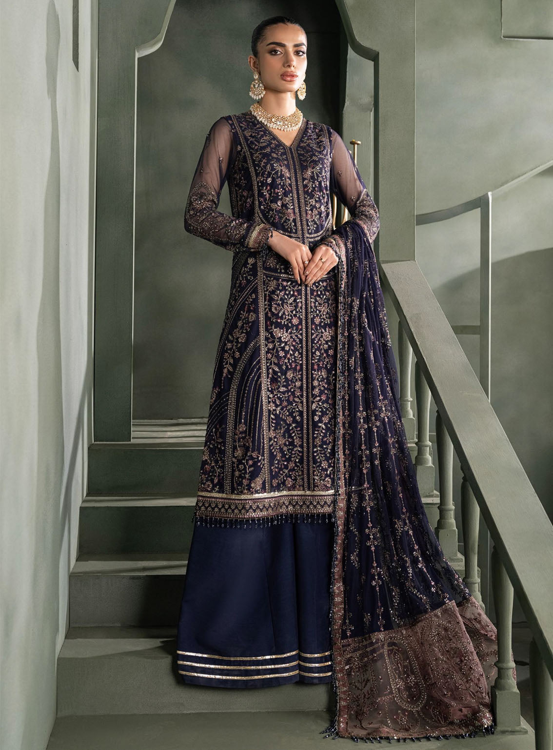 Heritage By Zarif Embroidered Net Suits Unstitched 3 Piece - ZF24HF ZHF-08 SIRENE Heritage By Zarif Embroidered Net Suits Unstitched 3 Piece - ZF24HF ZHF-08 SIRENE