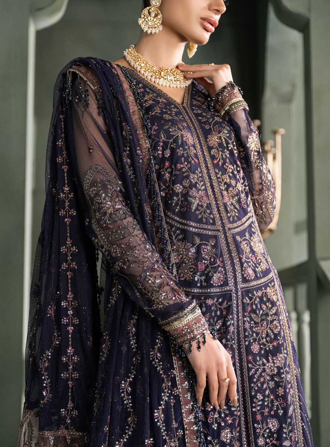 Heritage By Zarif Embroidered Net Suits Unstitched 3 Piece - ZF24HF ZHF-08 SIRENE Heritage By Zarif Embroidered Net Suits Unstitched 3 Piece - ZF24HF ZHF-08 SIRENE