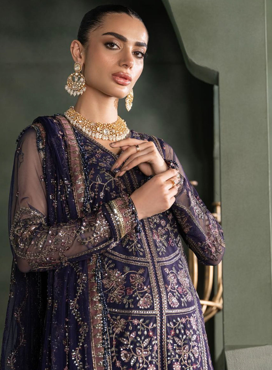 Heritage By Zarif Embroidered Net Suits Unstitched 3 Piece - ZF24HF ZHF-08 SIRENE Heritage By Zarif Embroidered Net Suits Unstitched 3 Piece - ZF24HF ZHF-08 SIRENE