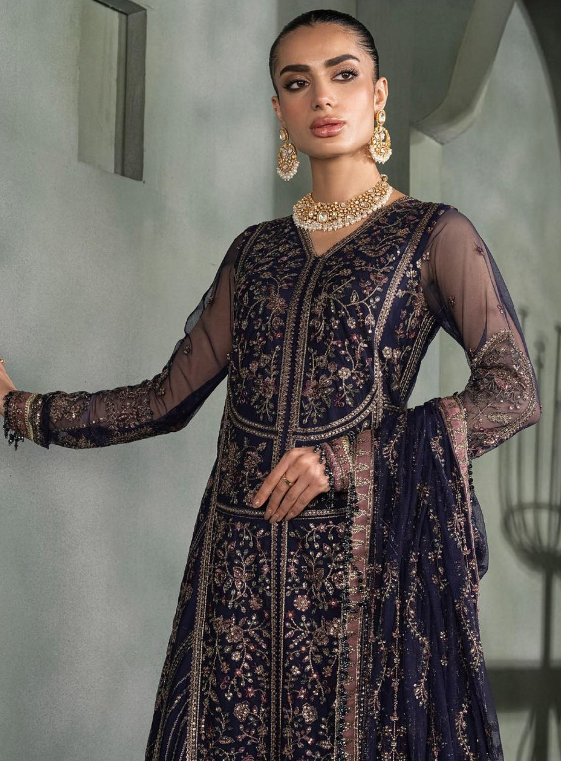 Heritage By Zarif Embroidered Net Suits Unstitched 3 Piece - ZF24HF ZHF-08 SIRENE Heritage By Zarif Embroidered Net Suits Unstitched 3 Piece - ZF24HF ZHF-08 SIRENE