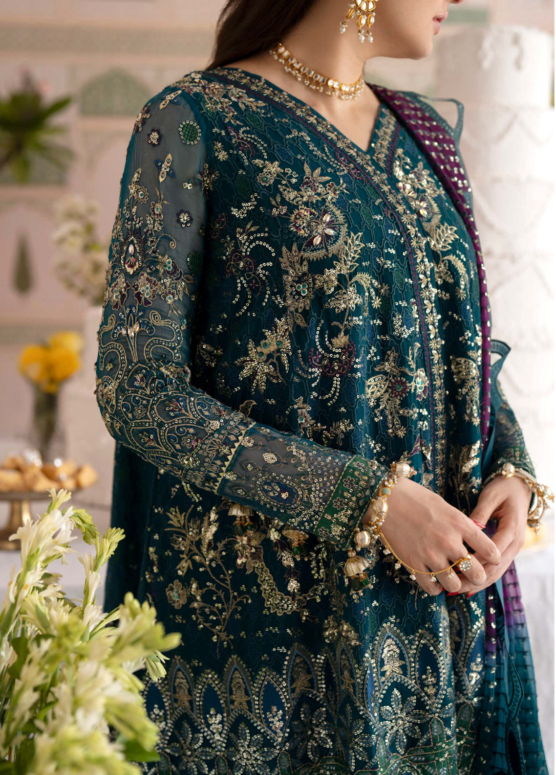 Jhoomro By Nureh Luxury Embroidered Chiffon 3 Piece Unstitched Suit NU26JLF D-NL-94 AMANIA Jhoomro By Nureh Luxury Embroidered Chiffon 3 Piece Unstitched Suit NU26JLF D-NL-94 AMANIA