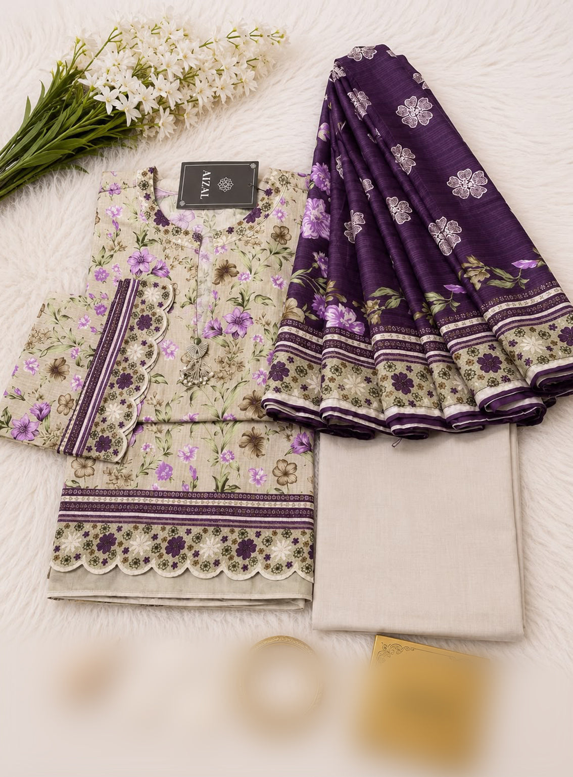 Kainat By Aizal Printed Lawn 3 Piece Stitched Suit AL26KPLV4 D-903 Kainat By Aizal Printed Lawn 3 Piece Stitched Suit AL26KPLV4 D-903