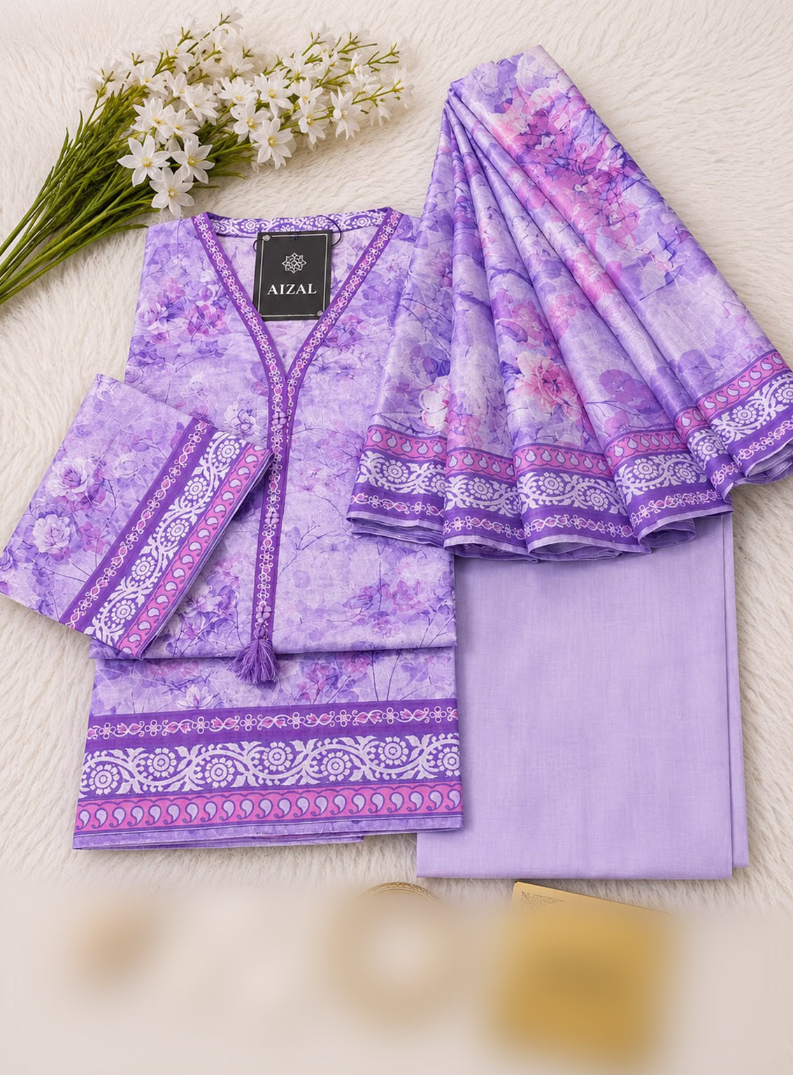 Kainat By Aizal Printed Lawn 3 Piece Stitched Suit AL26KPLV4 D-910 Kainat By Aizal Printed Lawn 3 Piece Stitched Suit AL26KPLV4 D-910