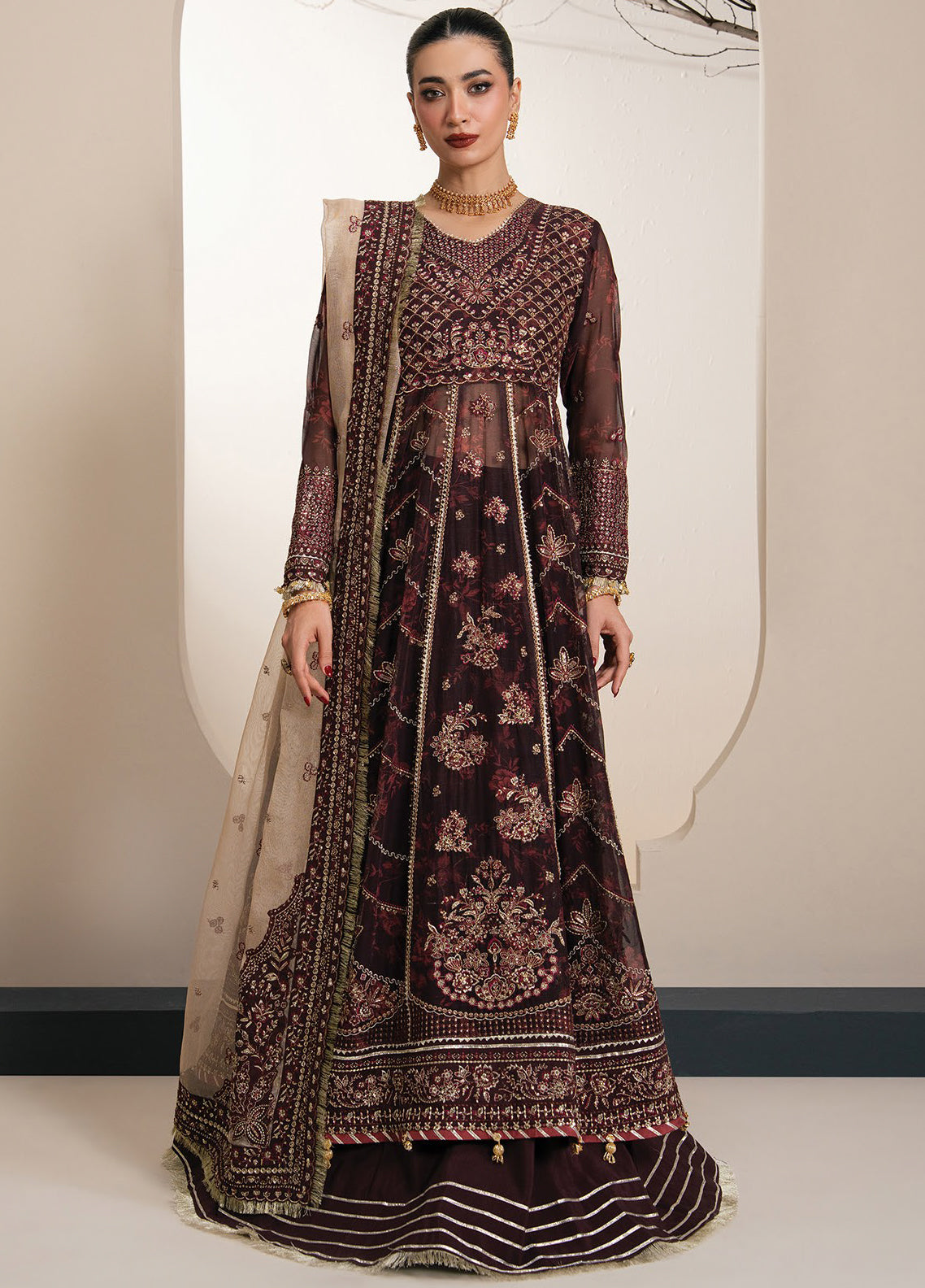 Kalani By Xenia Luxury Formals Embroidered Chiffon 3 Piece Unstitched Suit XE26KLF D-04 OLYRA Kalani By Xenia Luxury Formals Embroidered Chiffon 3 Piece Unstitched Suit XE26KLF D-04 OLYRA
