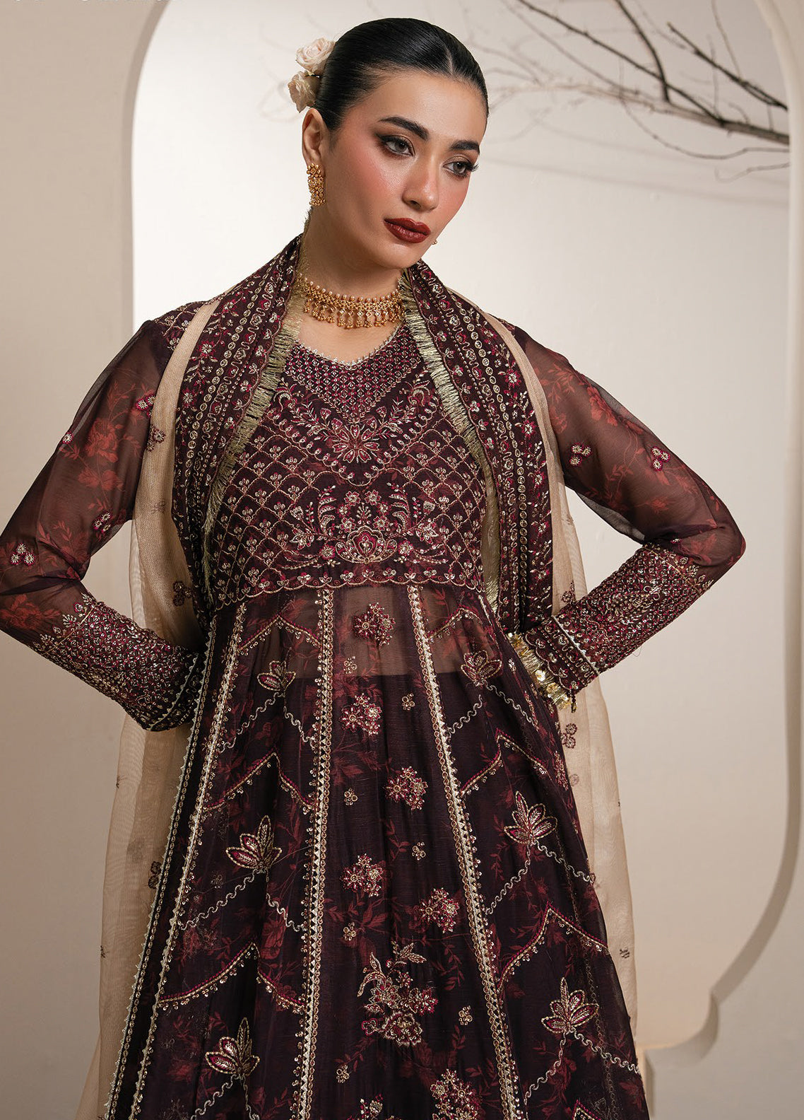 Kalani By Xenia Luxury Formals Embroidered Chiffon 3 Piece Unstitched Suit XE26KLF D-04 OLYRA Kalani By Xenia Luxury Formals Embroidered Chiffon 3 Piece Unstitched Suit XE26KLF D-04 OLYRA