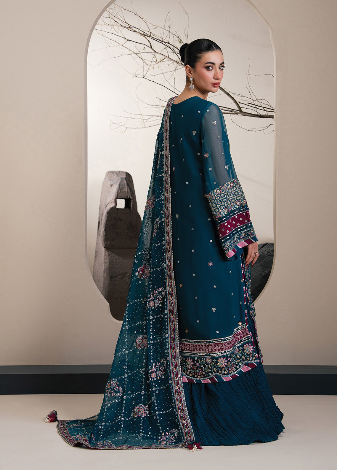 Kalani By Xenia Luxury Formals Embroidered Chiffon 3 Piece Unstitched Suit XE26KLF D-05 YONA Kalani By Xenia Luxury Formals Embroidered Chiffon 3 Piece Unstitched Suit XE26KLF D-05 YONA