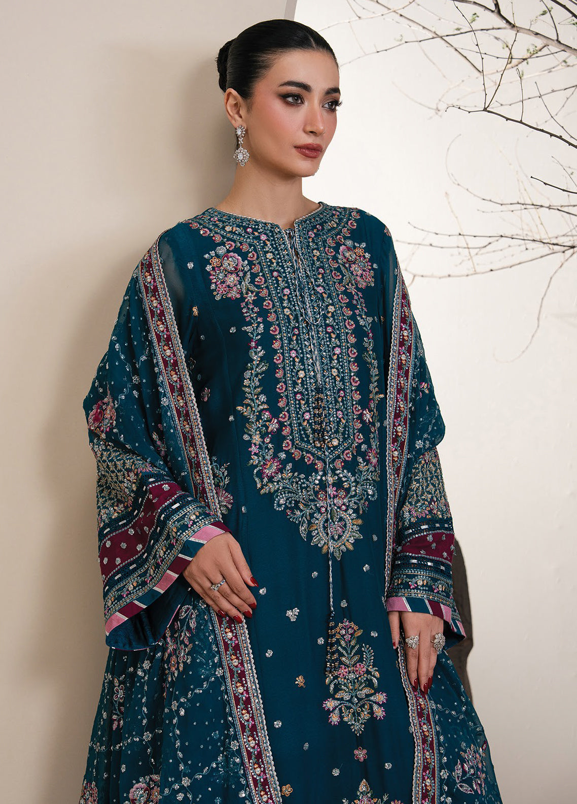 Kalani By Xenia Luxury Formals Embroidered Chiffon 3 Piece Unstitched Suit XE26KLF D-05 YONA Kalani By Xenia Luxury Formals Embroidered Chiffon 3 Piece Unstitched Suit XE26KLF D-05 YONA