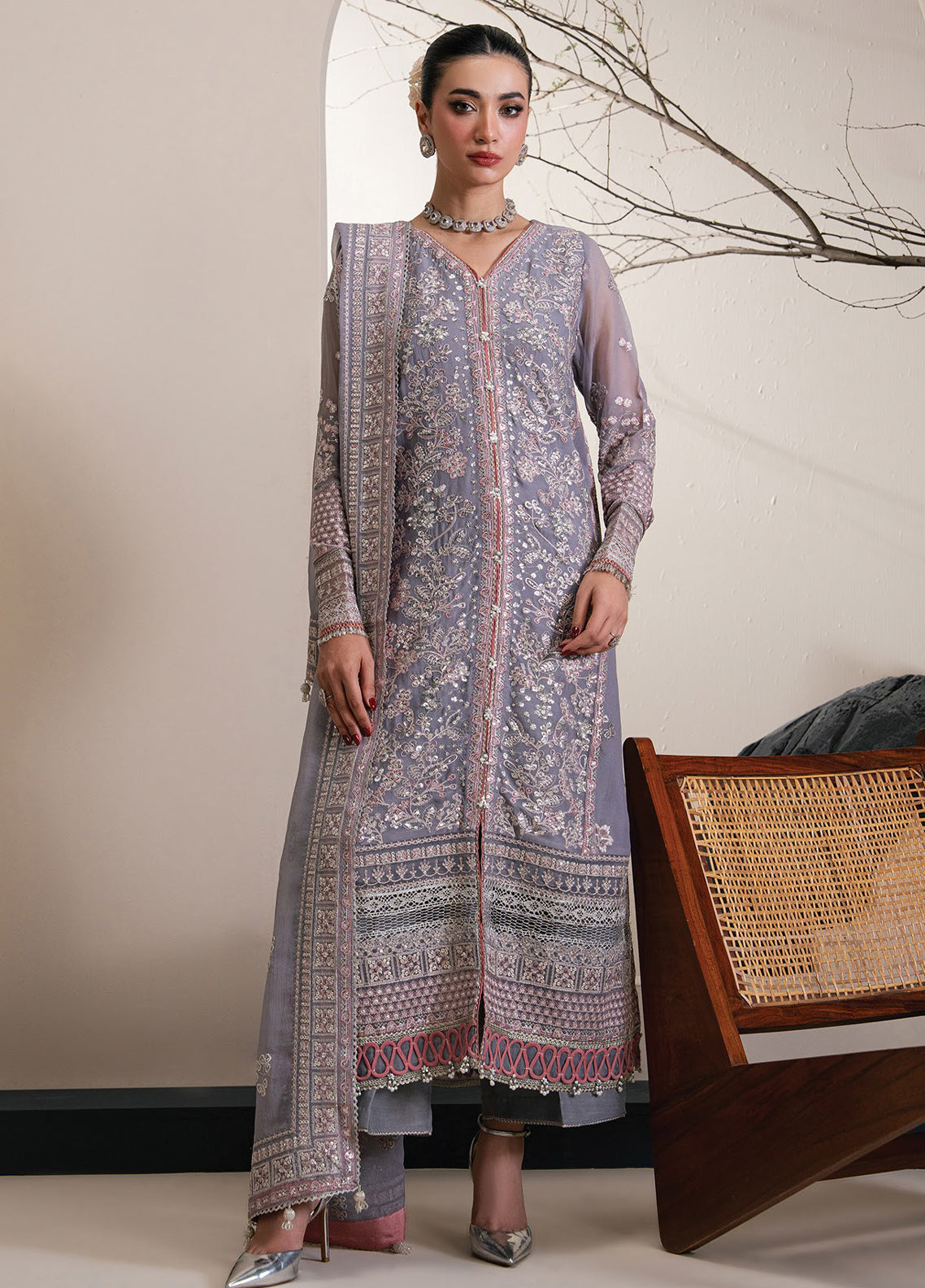 Kalani By Xenia Luxury Formals Embroidered Chiffon 3 Piece Unstitched Suit XE26KLF D-08 ISARA Kalani By Xenia Luxury Formals Embroidered Chiffon 3 Piece Unstitched Suit XE26KLF D-08 ISARA