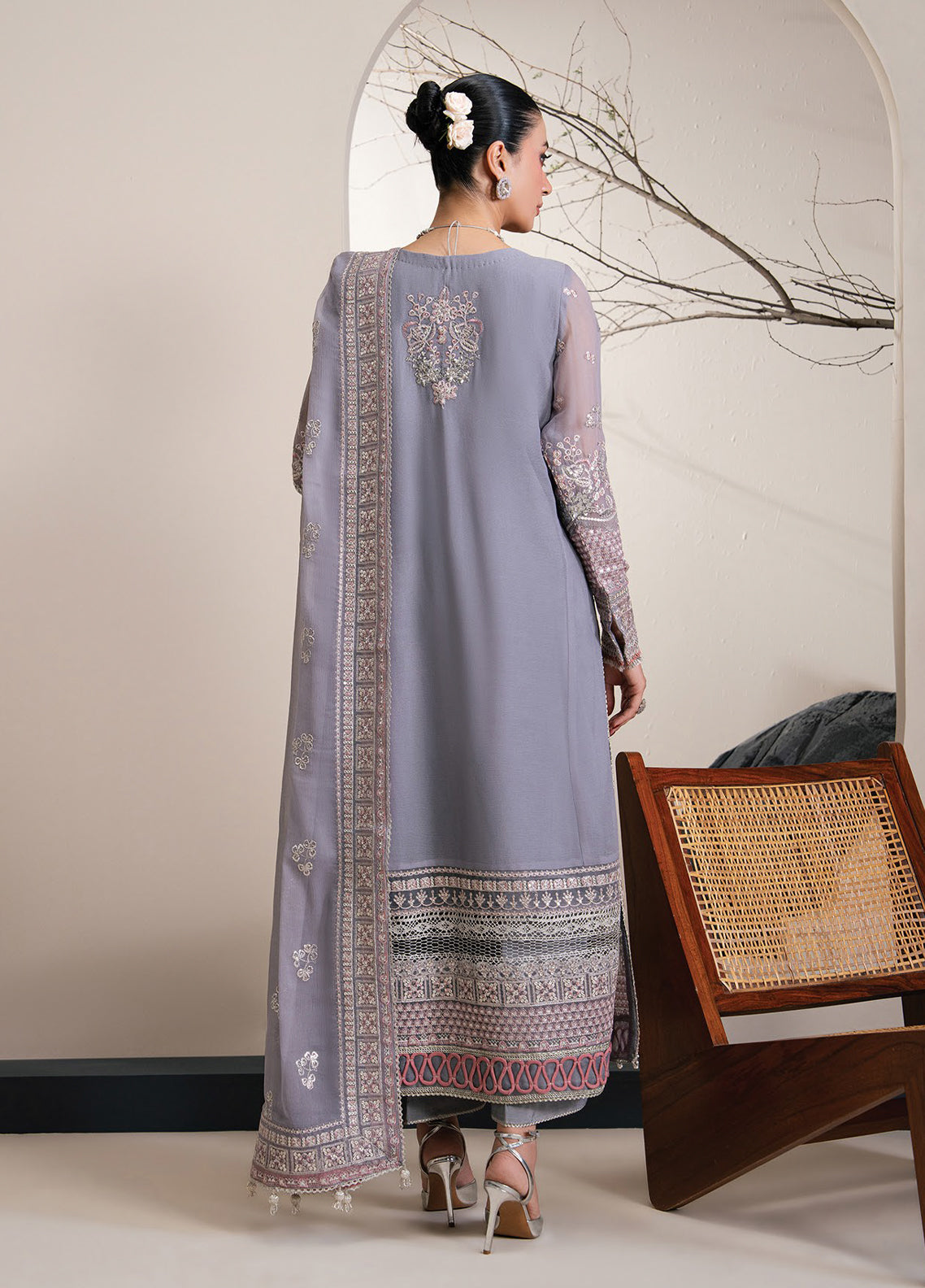 Kalani By Xenia Luxury Formals Embroidered Chiffon 3 Piece Unstitched Suit XE26KLF D-08 ISARA Kalani By Xenia Luxury Formals Embroidered Chiffon 3 Piece Unstitched Suit XE26KLF D-08 ISARA