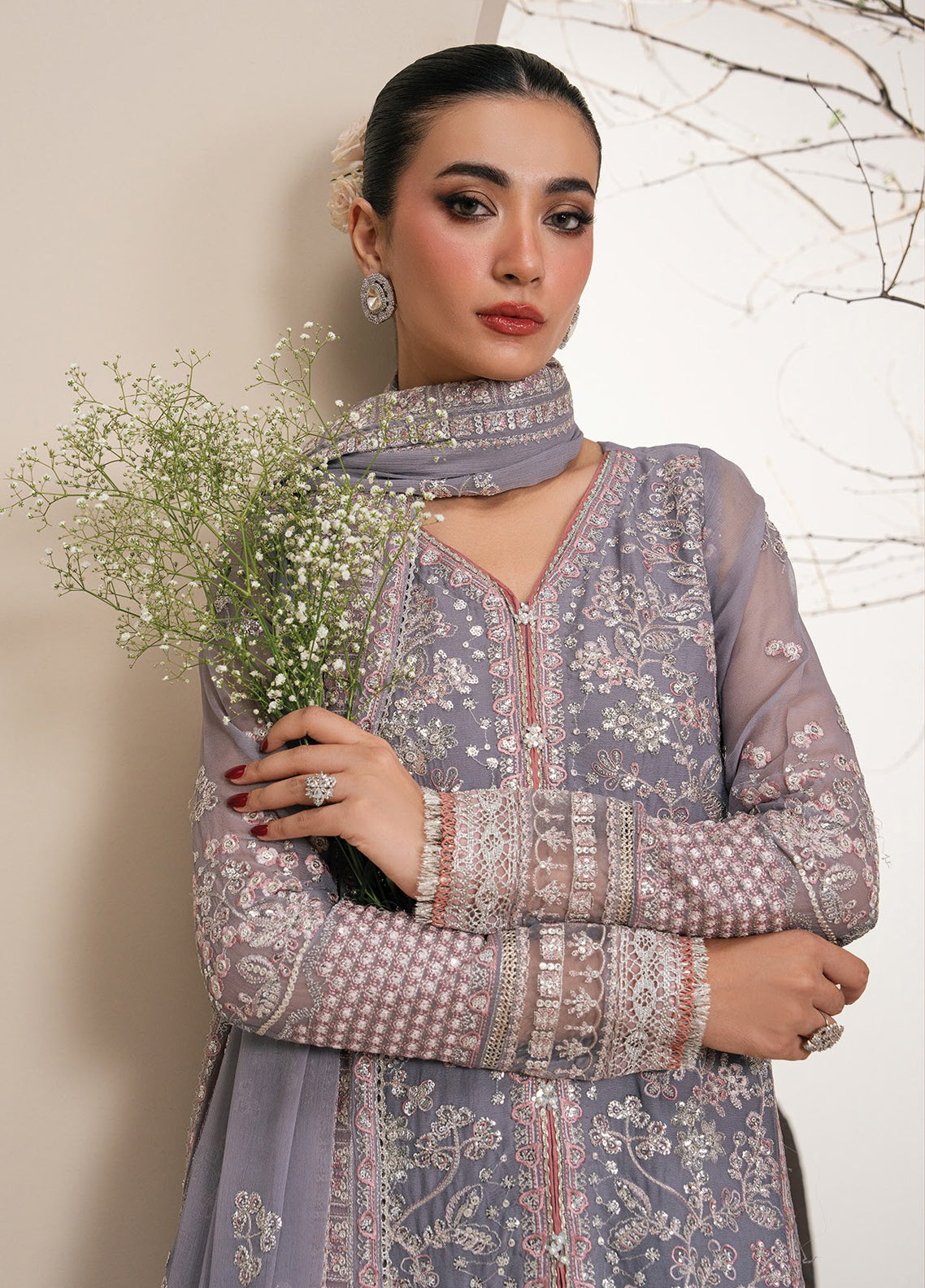 Kalani By Xenia Luxury Formals Embroidered Chiffon 3 Piece Unstitched Suit XE26KLF D-08 ISARA Kalani By Xenia Luxury Formals Embroidered Chiffon 3 Piece Unstitched Suit XE26KLF D-08 ISARA