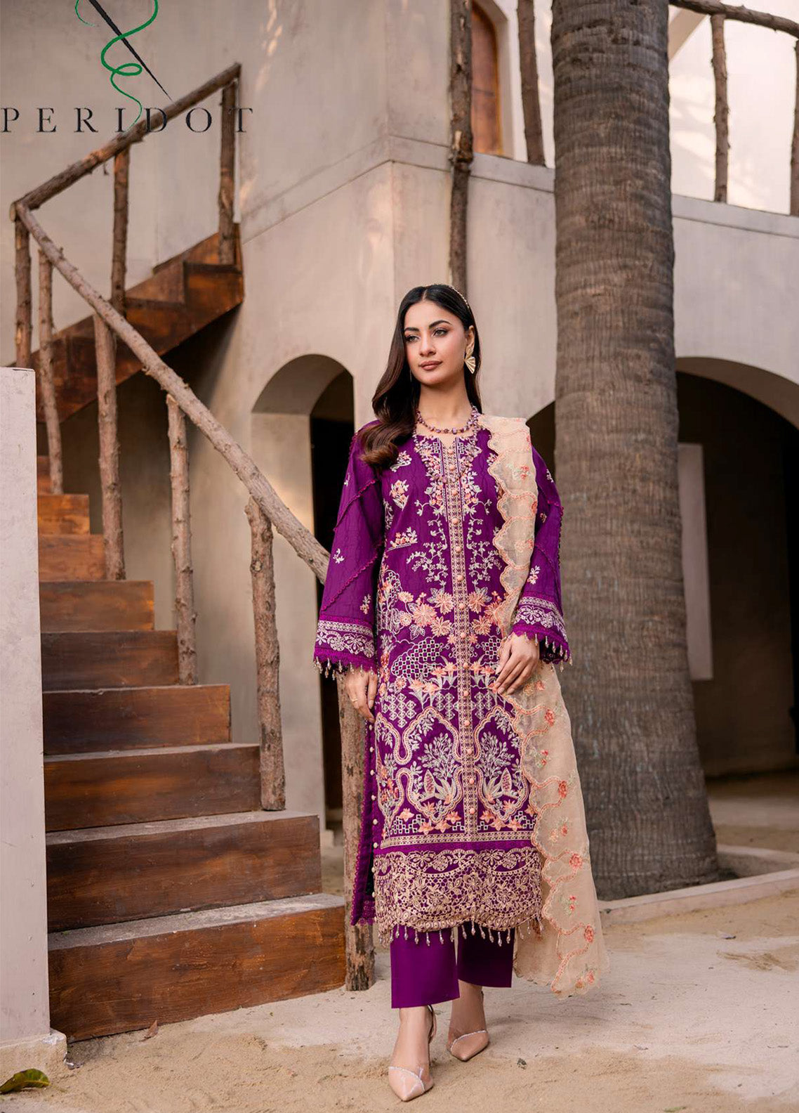 Khass by Peridot Embroidered Lawn Suits Unstitched 3 Piece - PR25EE PR-420B Khass by Peridot Embroidered Lawn Suits Unstitched 3 Piece - PR25EE PR-420B