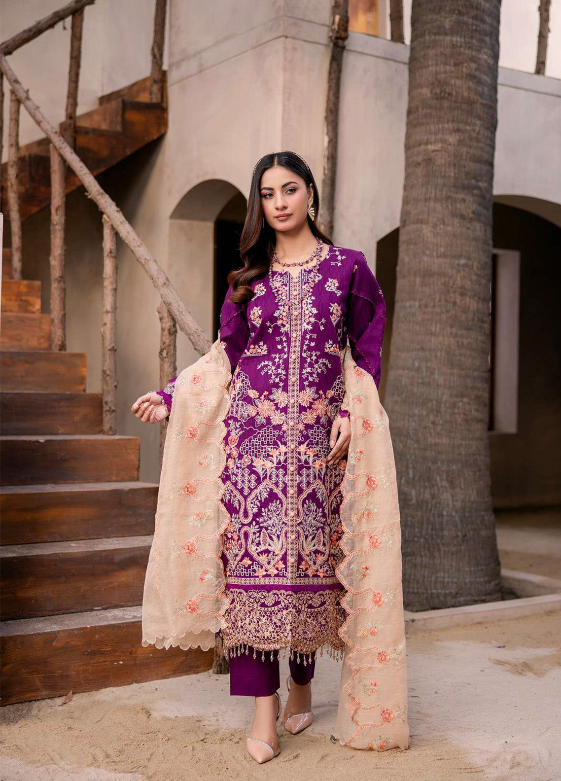 Khass by Peridot Embroidered Lawn Suits Unstitched 3 Piece - PR25EE PR-420B Khass by Peridot Embroidered Lawn Suits Unstitched 3 Piece - PR25EE PR-420B