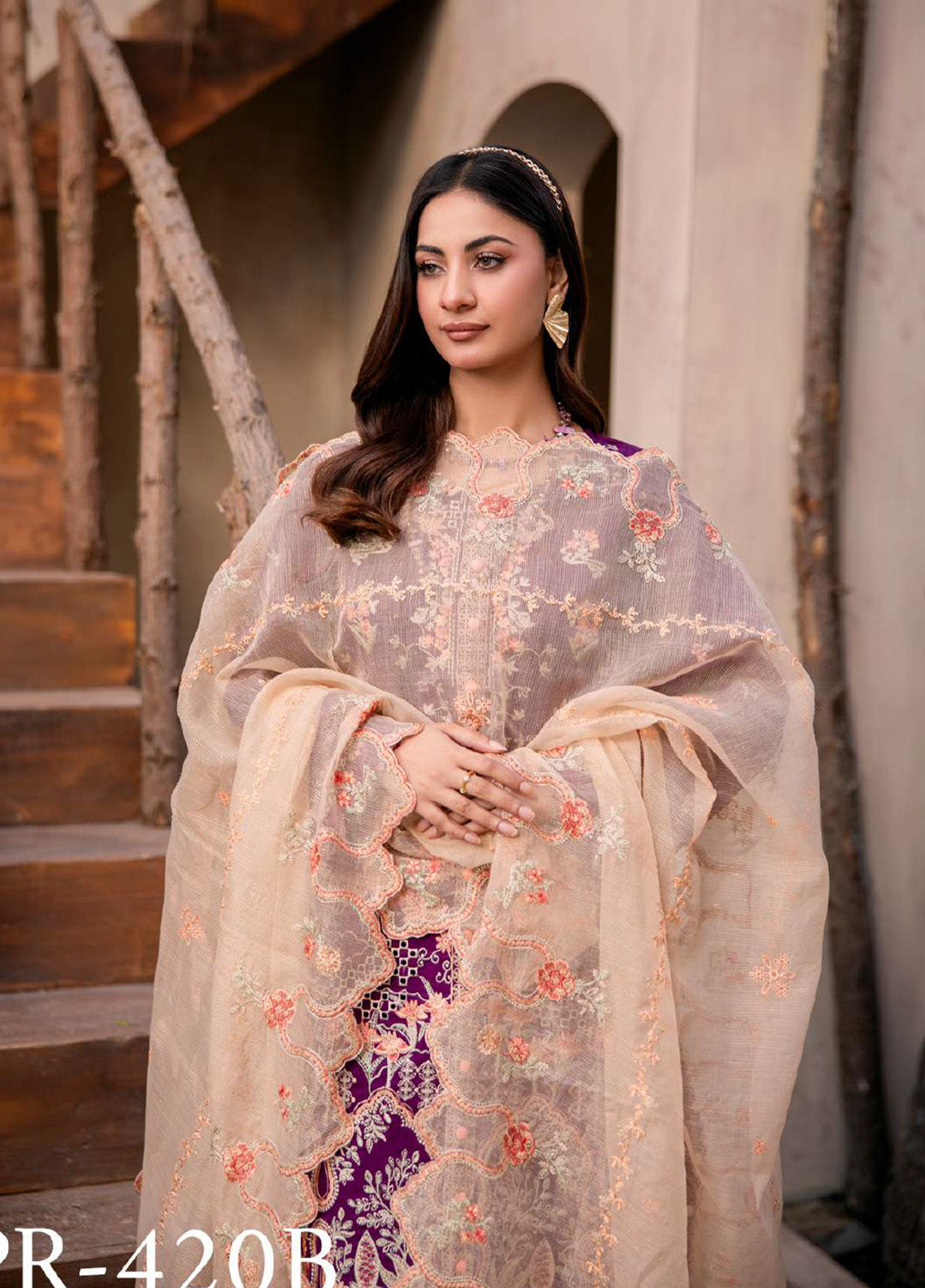 Khass by Peridot Embroidered Lawn Suits Unstitched 3 Piece - PR25EE PR-420B Khass by Peridot Embroidered Lawn Suits Unstitched 3 Piece - PR25EE PR-420B