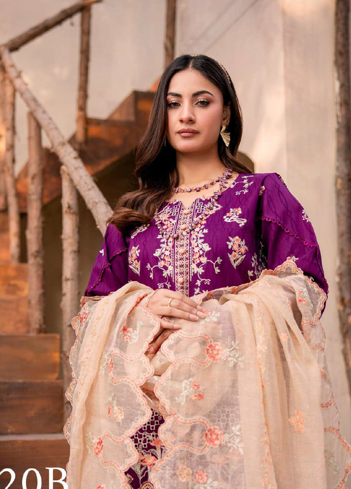Khass by Peridot Embroidered Lawn Suits Unstitched 3 Piece - PR25EE PR-420B Khass by Peridot Embroidered Lawn Suits Unstitched 3 Piece - PR25EE PR-420B