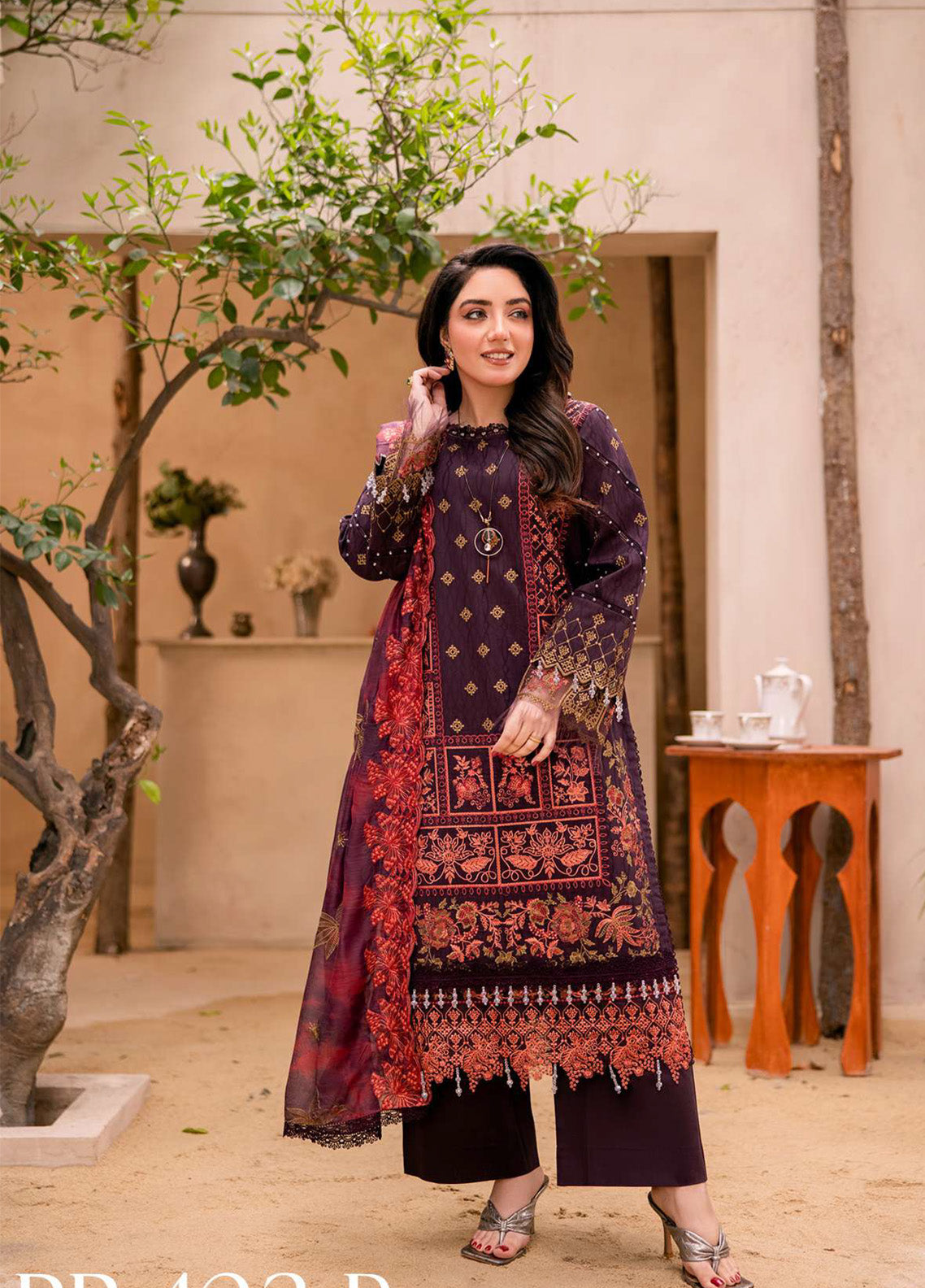 Khass by Peridot Embroidered Lawn Suits Unstitched 3 Piece - PR25EE PR-423B Khass by Peridot Embroidered Lawn Suits Unstitched 3 Piece - PR25EE PR-423B