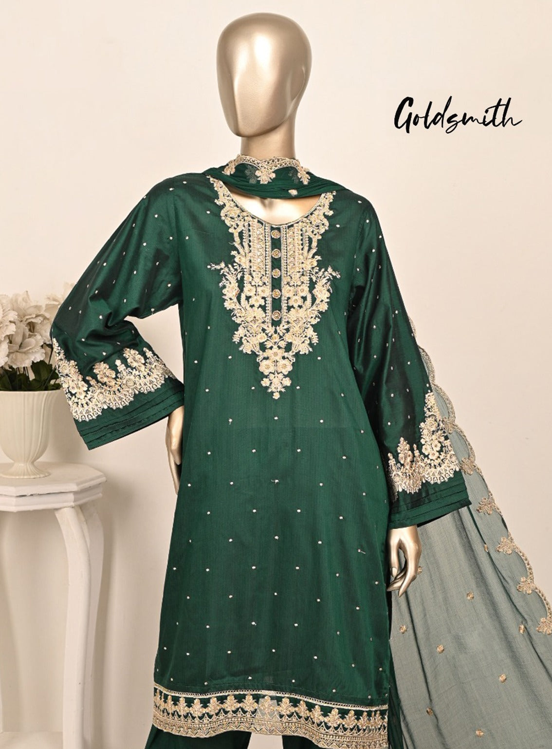 Khombi Embroidered Cotton Silk Suits Stitched 3 Piece - KB24FP 160 Khombi Embroidered Cotton Silk Suits Stitched 3 Piece - KB24FP 160
