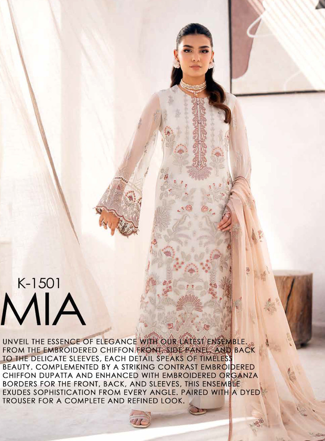 Kuch Khas By Flossie Embroidered Chiffon Suits Unstitched 3 Piece - FS24KKC K-1501 MIA Kuch Khas By Flossie Embroidered Chiffon Suits Unstitched 3 Piece - FS24KKC K-1501 MIA