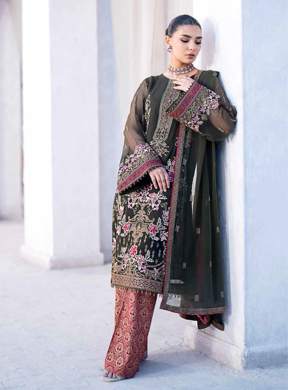 Kuch Khas By Flossie Embroidered Chiffon Suits Unstitched 3 Piece - FS24KKC K-1504 RAHA Kuch Khas By Flossie Embroidered Chiffon Suits Unstitched 3 Piece - FS24KKC K-1504 RAHA