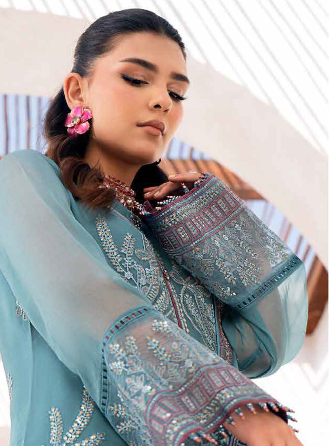 Kuch Khas By Flossie Embroidered Chiffon Suits Unstitched 3 Piece - FS24KKC K-1505 FAE Kuch Khas By Flossie Embroidered Chiffon Suits Unstitched 3 Piece - FS24KKC K-1505 FAE