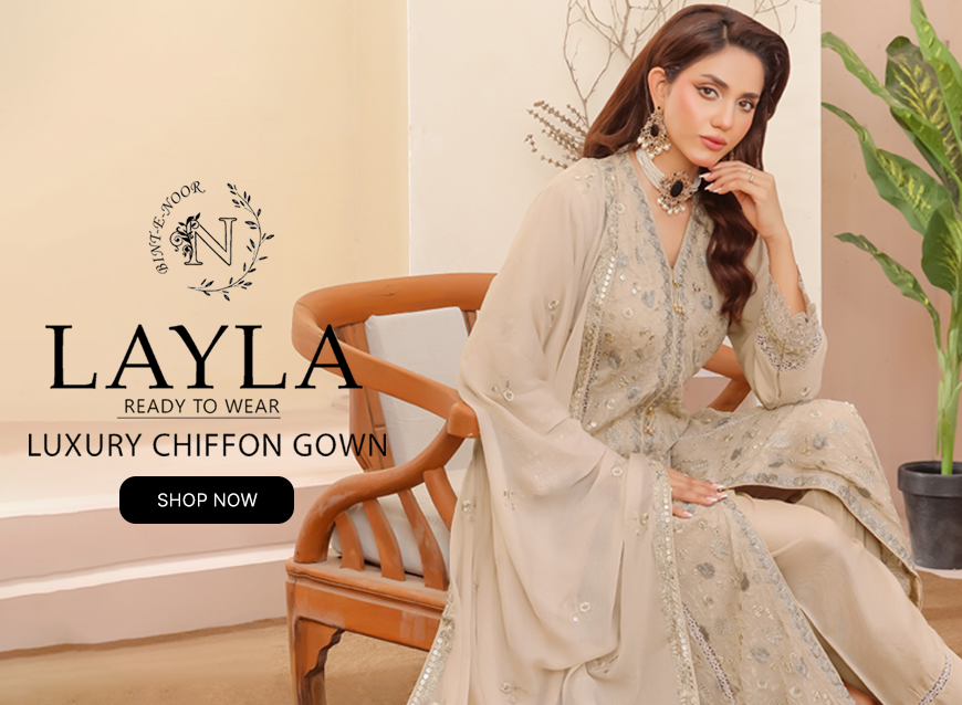 Layla By Noori Fabrics Luxury Chiffon Gown Pret Collection 2025 Royal Fashion