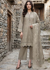 LSM Lakhany Printed Pashmina 3 Piece Unstitched Suit LSM26PPV2 D-LG-RK-196-A