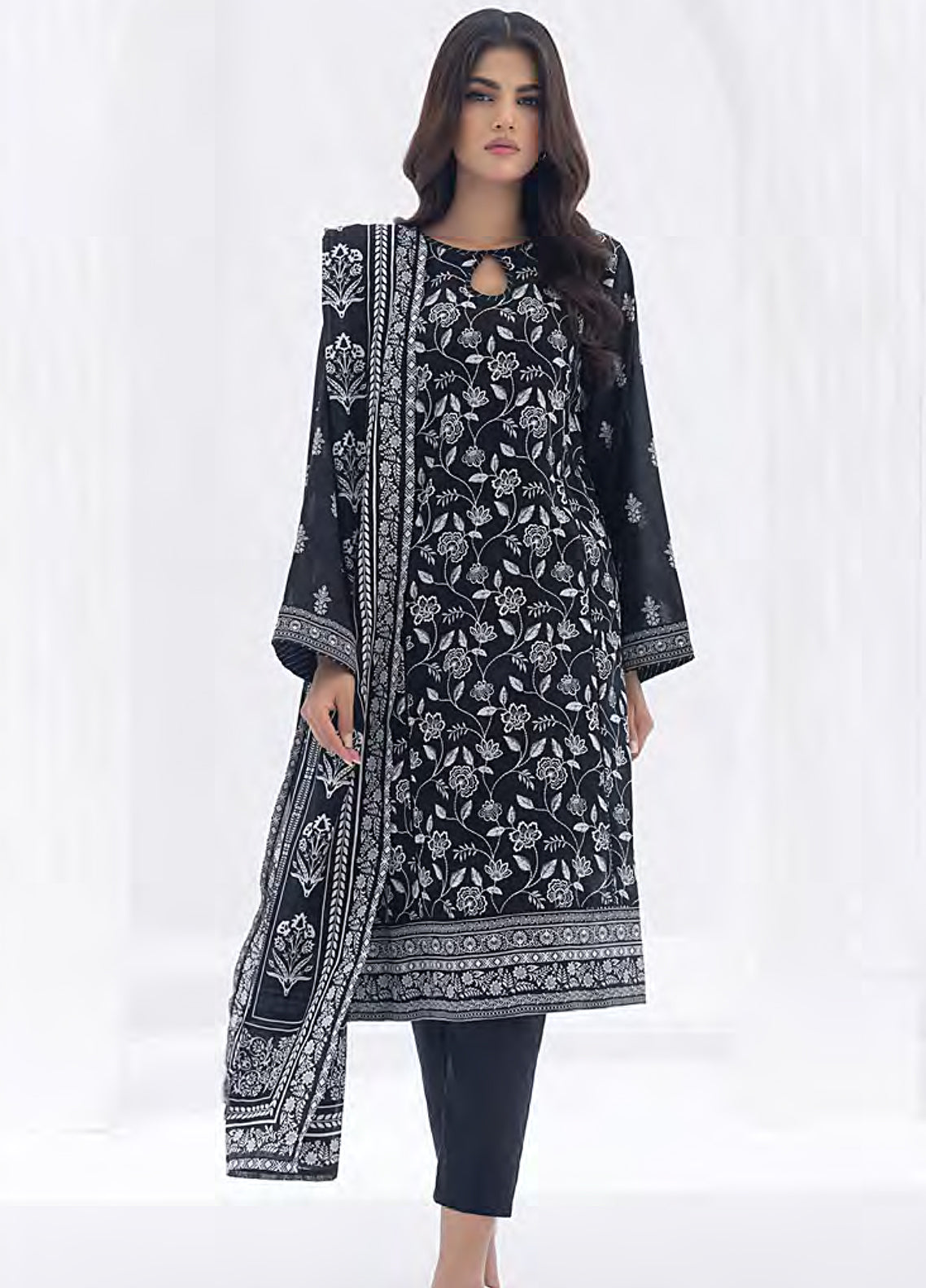 Lakhany Monochrome Printed Lawn Suits Unstitched 3 Piece Suit - LSM24MP LG-AR-0011 Lakhany Monochrome Printed Lawn Suits Unstitched 3 Piece Suit - LSM24MP LG-AR-0011