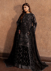 Lamisah By Lavish Premium Lazawal Embroidered Chiffon 3 Piece Unstitched Suit LP25LLC D-01 BLACK WHISPER