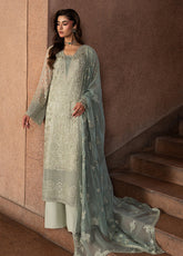 Lamisah By Lavish Premium Lazawal Embroidered Chiffon 3 Piece Unstitched Suit LP25LLC D-03 PISTACHIO PEARL