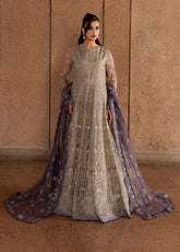 Lamisah By Lavish Premium Lazawal Embroidered Chiffon 3 Piece Unstitched Suit LP25LLC D-04 BEIGE SERENITY