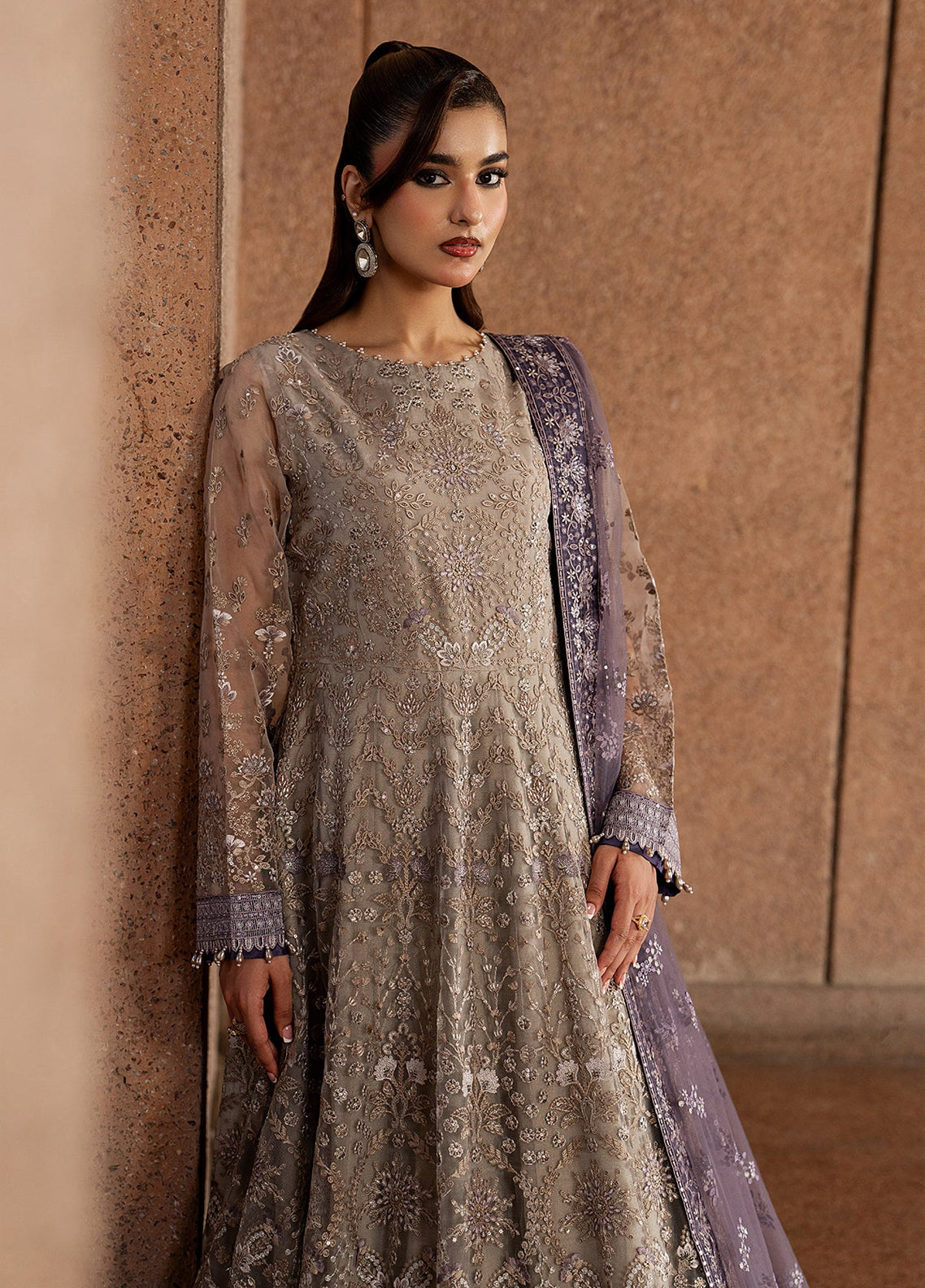 Lamisah By Lavish Premium Lazawal Embroidered Chiffon 3 Piece Unstitched Suit LP25LLC D-04 BEIGE SERENITY Lamisah By Lavish Premium Lazawal Embroidered Chiffon 3 Piece Unstitched Suit LP25LLC D-04 BEIGE SERENITY