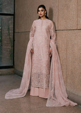 Lamisah By Lavish Premium Lazawal Embroidered Chiffon 3 Piece Unstitched Suit LP25LLC D-06 PINK BLOSSOM