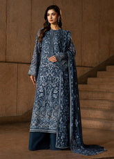 Lamisah By Lavish Premium Lazawal Embroidered Chiffon 3 Piece Unstitched Suit LP25LLC D-07 SAPPHIRE VEIL