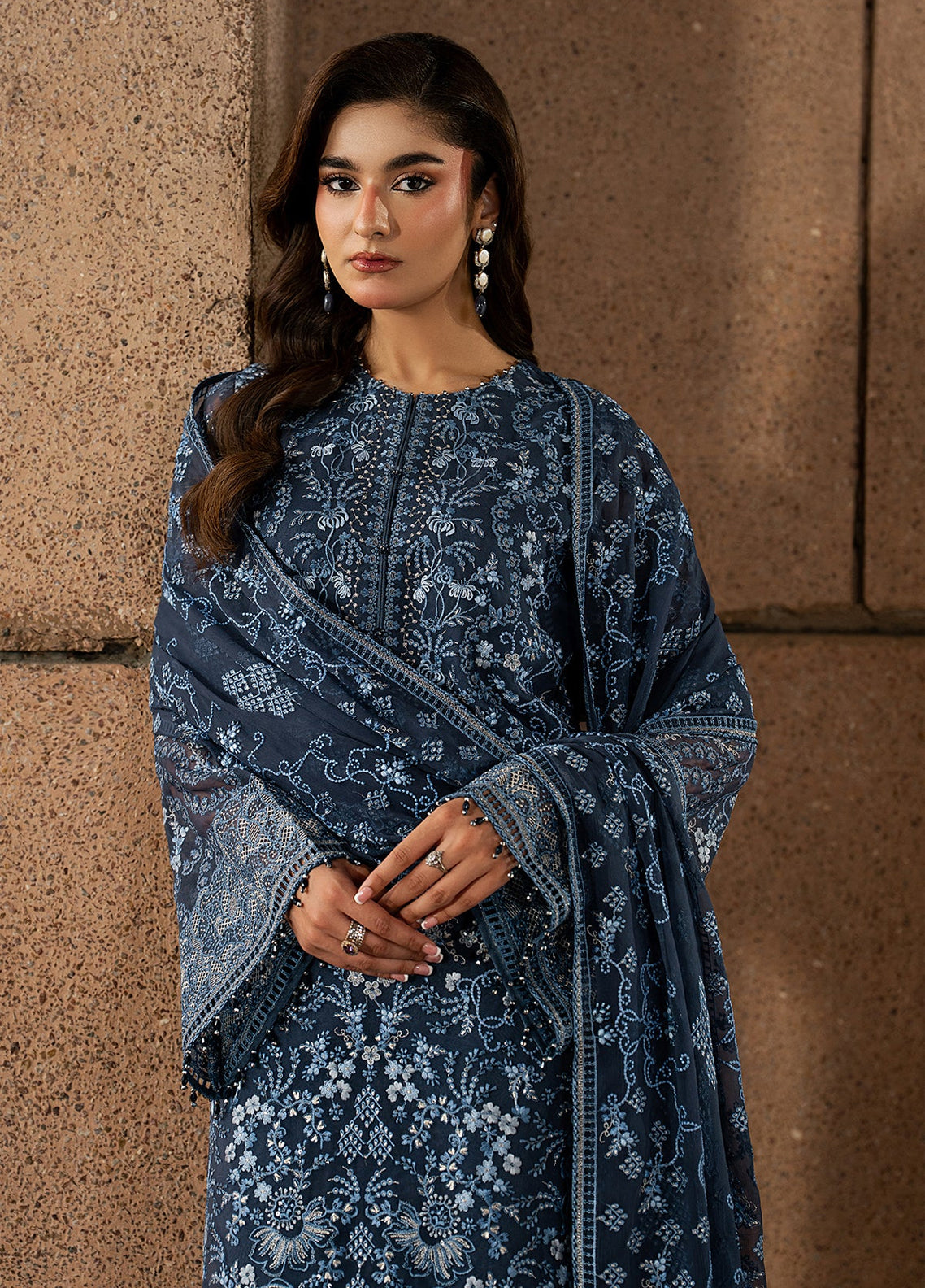 Lamisah By Lavish Premium Lazawal Embroidered Chiffon 3 Piece Unstitched Suit LP25LLC D-07 SAPPHIRE VEIL Lamisah By Lavish Premium Lazawal Embroidered Chiffon 3 Piece Unstitched Suit LP25LLC D-07 SAPPHIRE VEIL