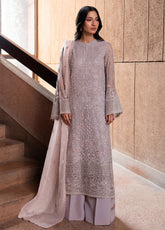 Lamisah By Lavish Premium Lazawal Embroidered Chiffon 3 Piece Unstitched Suit LP25LLC D-08 LAVENDER GLOW