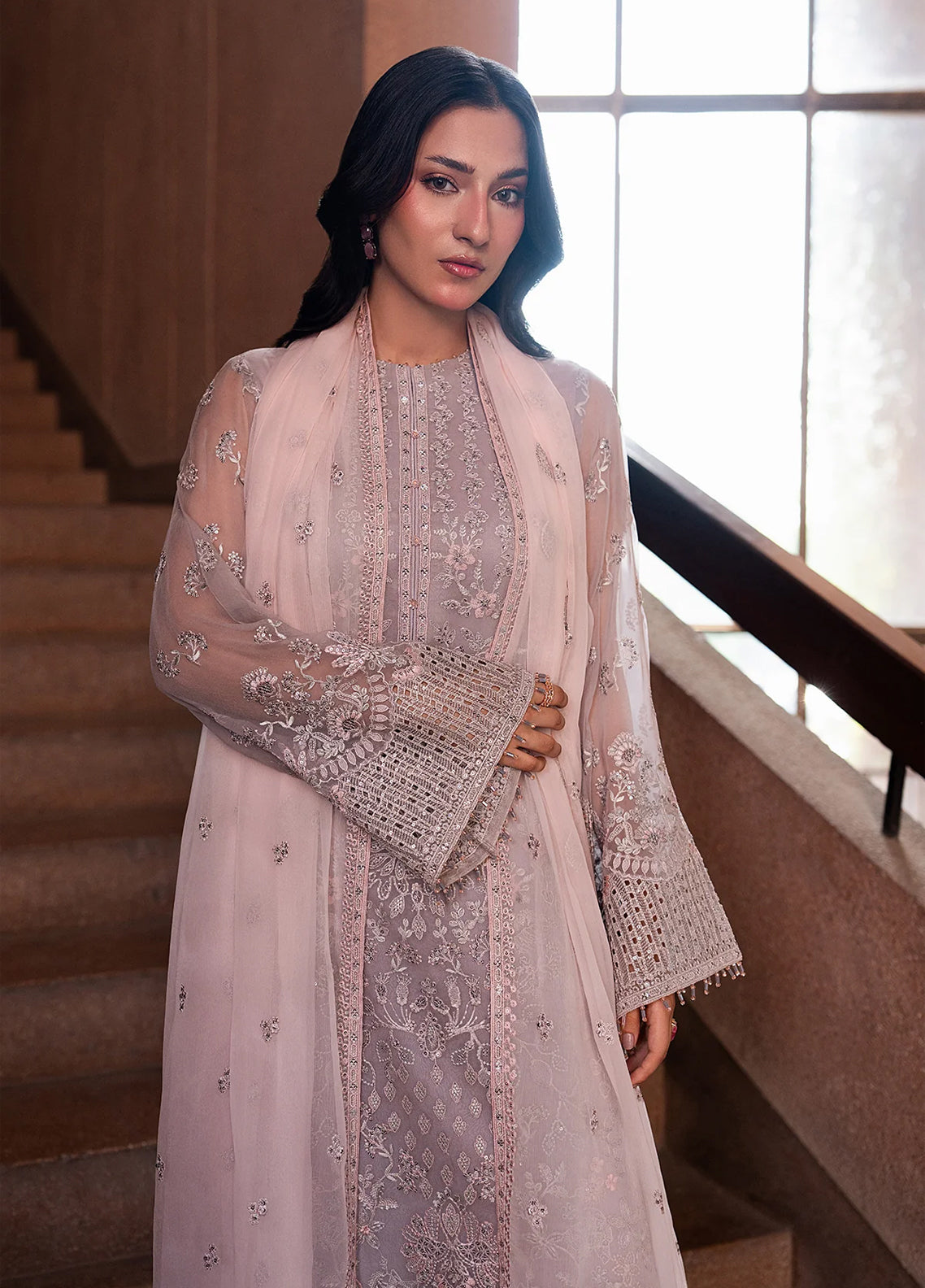 Lamisah By Lavish Premium Lazawal Embroidered Chiffon 3 Piece Unstitched Suit LP25LLC D-08 LAVENDER GLOW Lamisah By Lavish Premium Lazawal Embroidered Chiffon 3 Piece Unstitched Suit LP25LLC D-08 LAVENDER GLOW