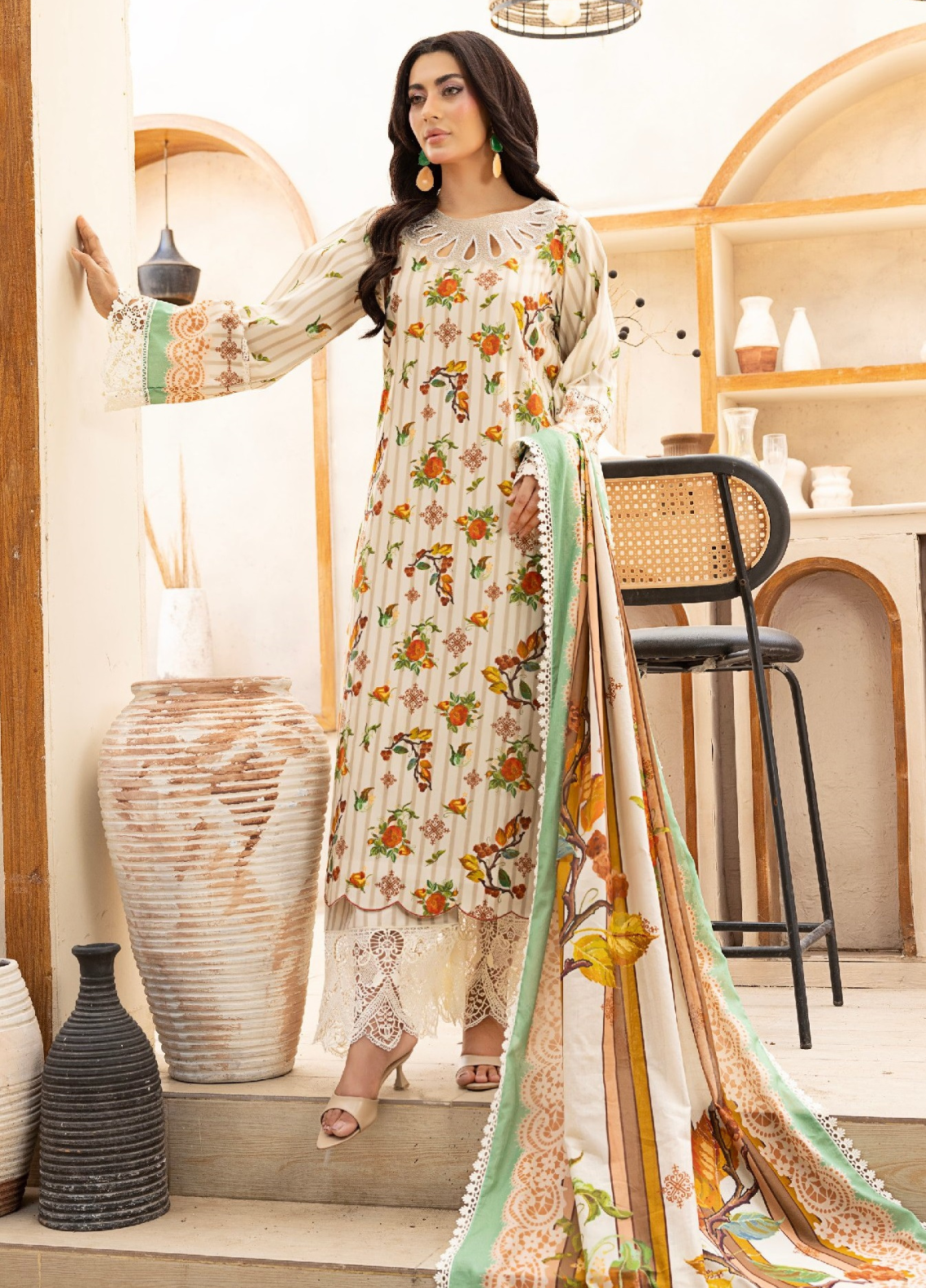 Lara De Flora By Gulmina Embroidered Lawn 3 Piece Unstitched Suit GM26LDF D-10 NUDEA Lara De Flora By Gulmina Embroidered Lawn 3 Piece Unstitched Suit GM26LDF D-10 NUDEA